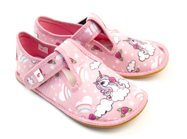 Ef Barefoot papuče 395 Pink Unicorn Dětské sandále Renbut 13-106A