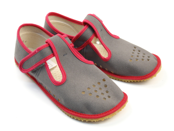 Beda Barefoot papuče Grey pink Dětské sandále Renbut 13-106A