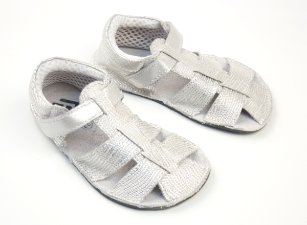 Ef Barefoot sandálky Silver Gliter Dětské sandále Renbut 13-106A