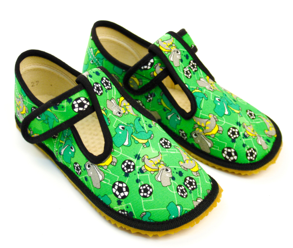 Beda Barefoot papuče Green Dinoball Dětské sandále Renbut 13-106A