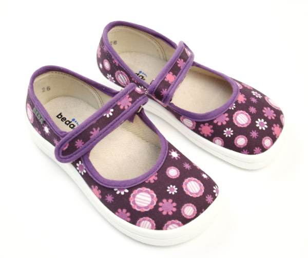 Beda Barefoot papuče Violet Flower Dětské sandále Renbut 13-106A