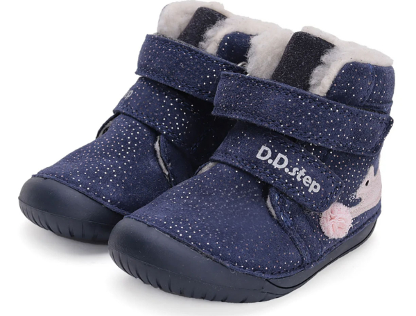 D.D.Step Barefoot zimní boty W070-42110 Bermuda Blue Dětské sandále Renbut 13-106A