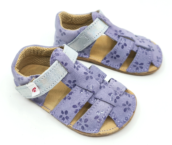 Ef Barefoot sandálky Fiolet Flowers Dětské sandále Renbut 13-106A