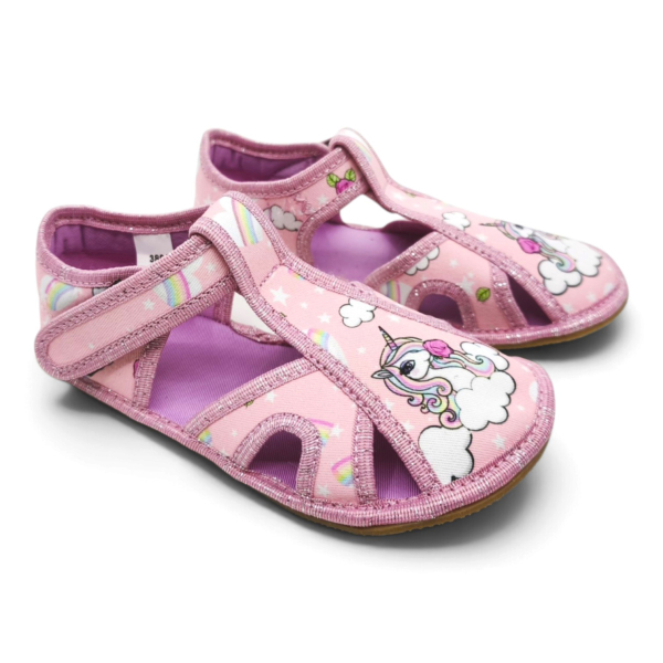 Ef Barefoot papuče 386 Pink Unicorn Dětské sandále Renbut 13-106A