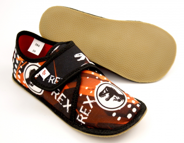 Ef barefoot chlapecké papuče 394 Trex Black Dětské sandále Renbut 13-106A