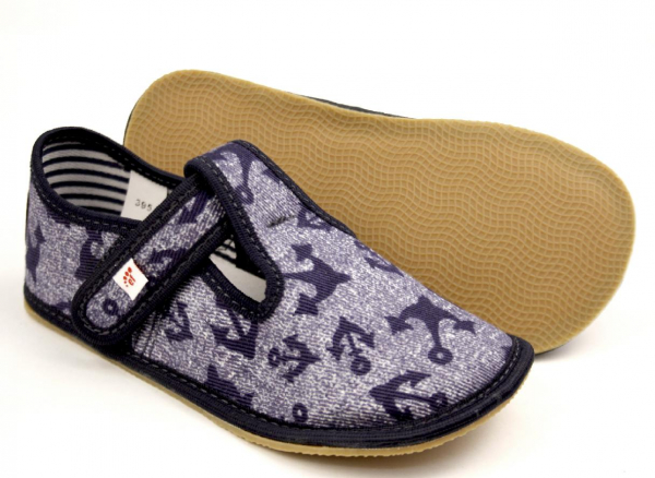 Ef barefoot chlapecké bačkory 395 Jeans Kotva Dětské sandále Renbut 13-106A