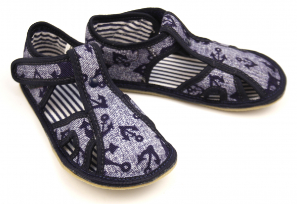 Ef Barefoot chlapecké bačkory 386 Jeans Kotva Dětské sandále Renbut 13-106A
