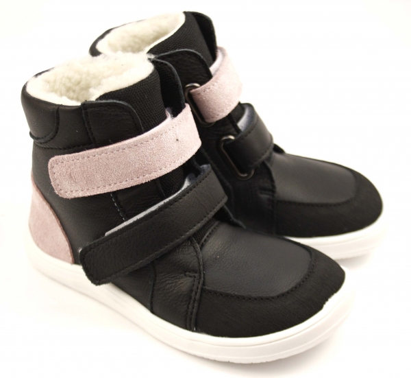 Baby Bare Shoes Febo Winter Sparkle Black Asfaltico Dětské sandále Renbut 13-106A