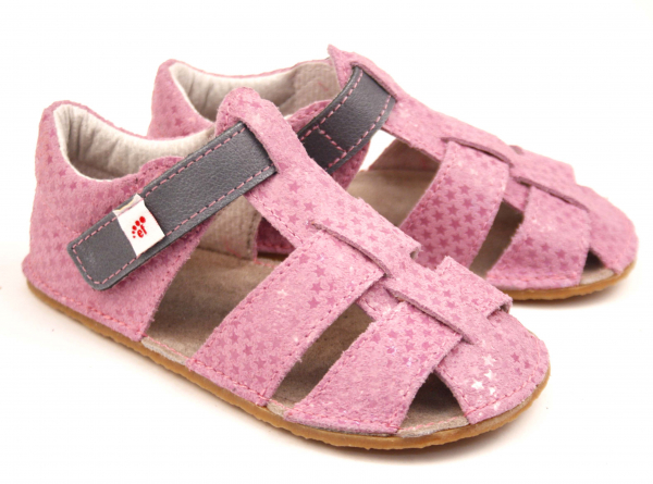 Ef Barefoot sandálky Růžová s šedou Dětské sandále Renbut 13-106A