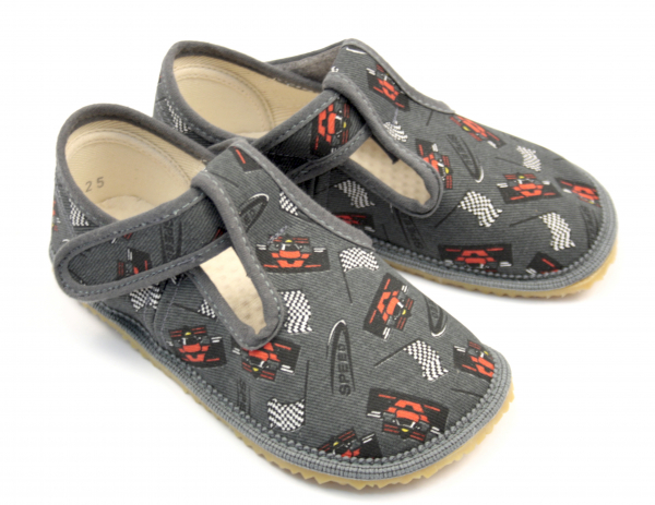Beda Barefoot papuče Šedá formule Dětské sandále Renbut 13-106A