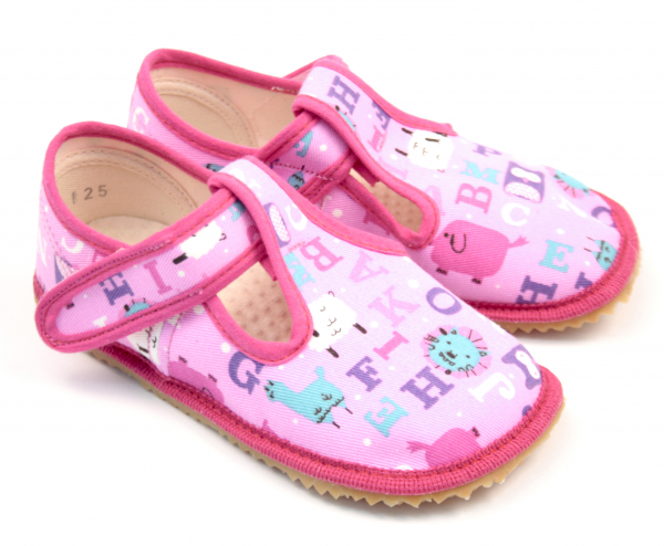 Beda Barefoot bačkory růžové písmeno Dětské sandále Renbut 13-106A