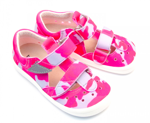 Beda Barefoot sandály Pink Military Dětské sandále Renbut 13-106A
