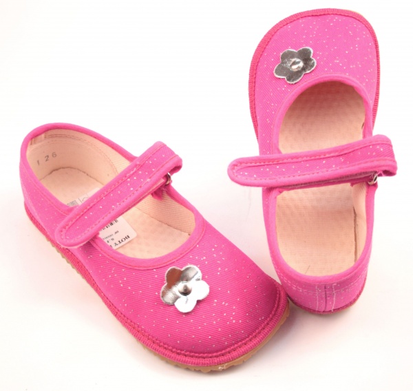 Beda Barefoot papuče BA Růžová třpytka Dětské sandále Renbut 13-106A