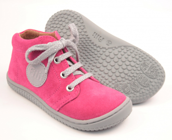 Filii barefoot - Gecko velours pink laces M Dětské sandále Renbut 13-106A
