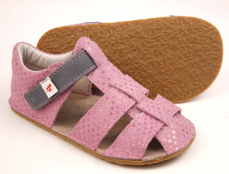 Ef Barefoot sandálky Růžová s šedou Ef Barefoot sandálky Růžová s šedou
