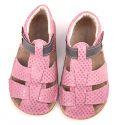 Ef Barefoot sandálky Růžová s šedou Ef Barefoot sandálky Růžová s šedou