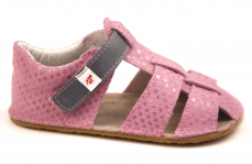 Ef Barefoot sandálky Růžová s šedou Ef Barefoot sandálky Růžová s šedou