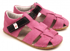 Ef Barefoot sandálky Růžová s černou Ef Barefoot sandálky Růžová s černou