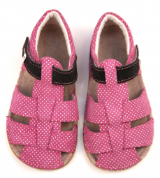 Ef Barefoot sandálky Růžová s černou Ef Barefoot sandálky Růžová s černou