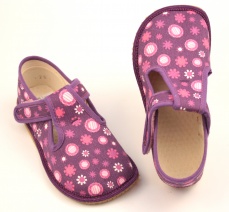 Beda Barefoot papuče Fialová kytka Beda Barefoot papuče Fialová kytka