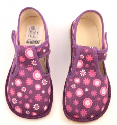 Beda Barefoot papuče Fialová kytka Beda Barefoot papuče Fialová kytka